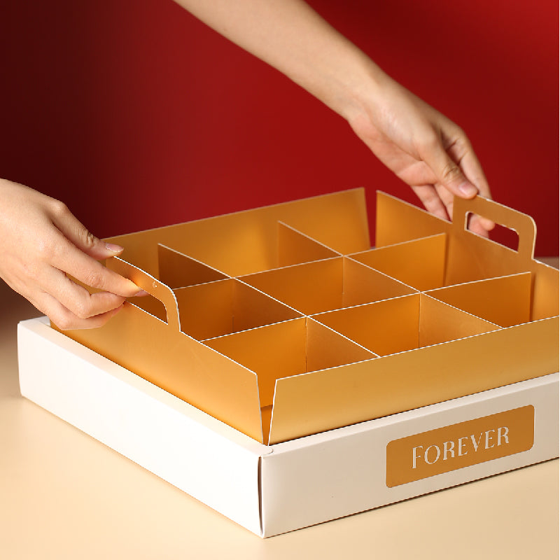 Gold card 4-grid and 9-grid transparent lid cupcake box dessert box picnic packaging box