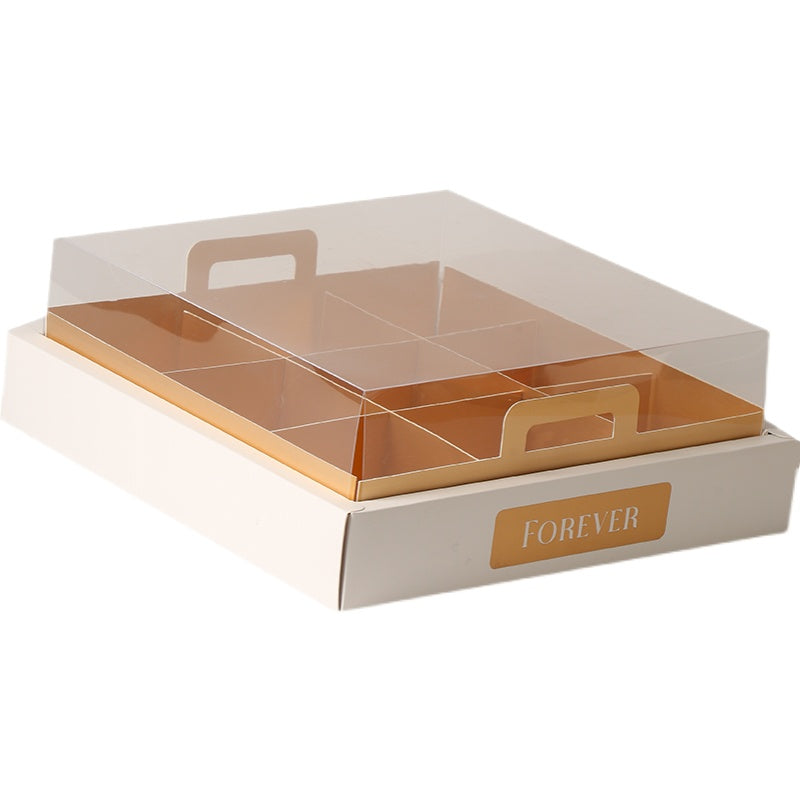 Gold card 4-grid and 9-grid transparent lid cupcake box dessert box picnic packaging box