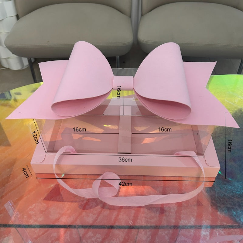 Transparent Handheld Bow Flower Cake Box