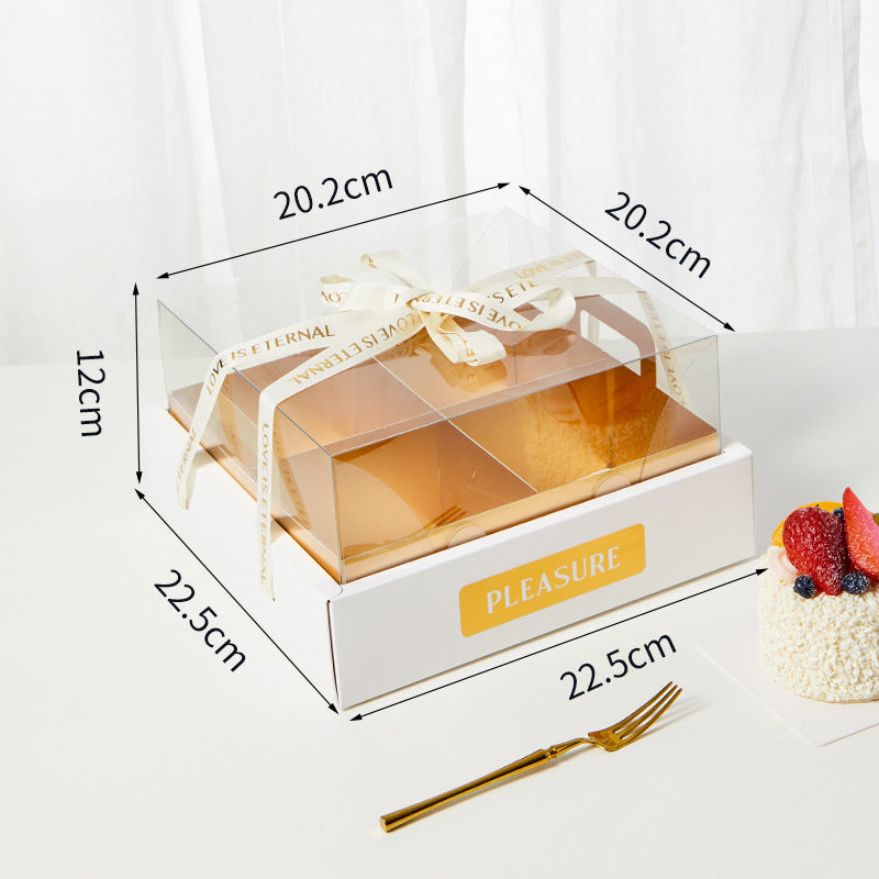 Gold card 4-grid and 9-grid transparent lid cupcake box dessert box picnic packaging box