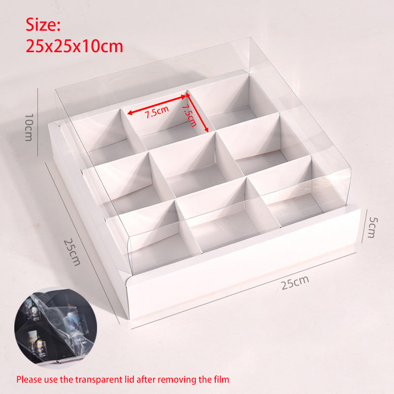 Transparent nine-grid dessert box, cupcake box, picnic packaging box