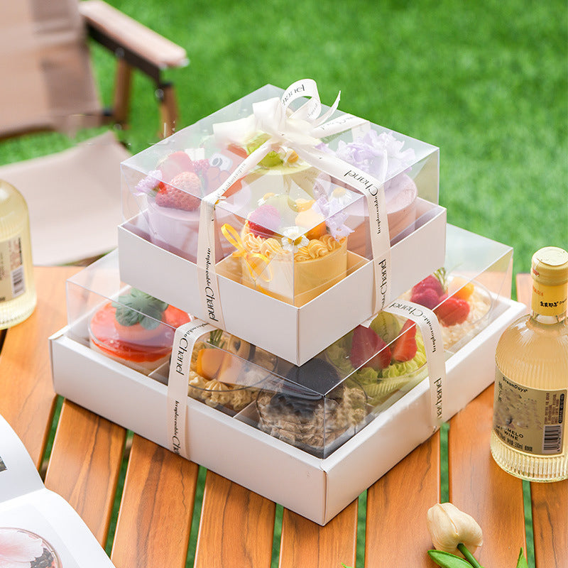 Gold card 4-grid and 9-grid transparent lid cupcake box dessert box picnic packaging box