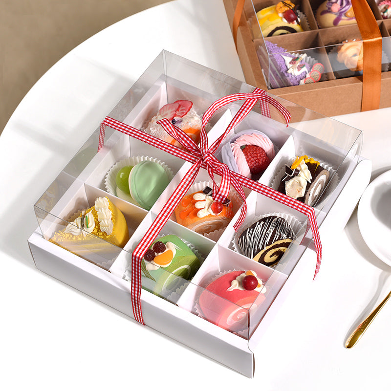 Transparent nine-grid dessert box, cupcake box, picnic packaging box