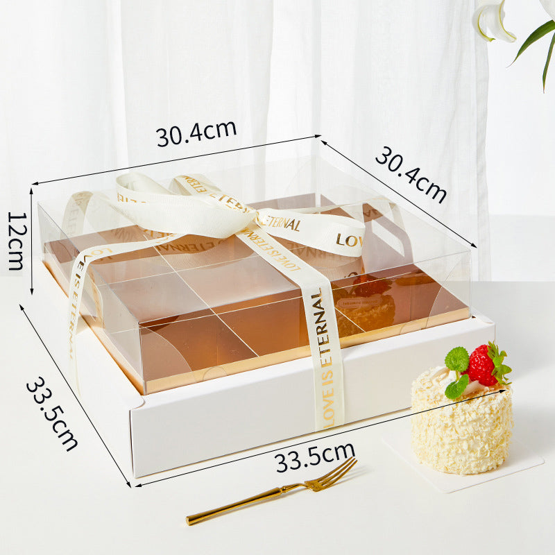 Gold card 4-grid and 9-grid transparent lid cupcake box dessert box picnic packaging box