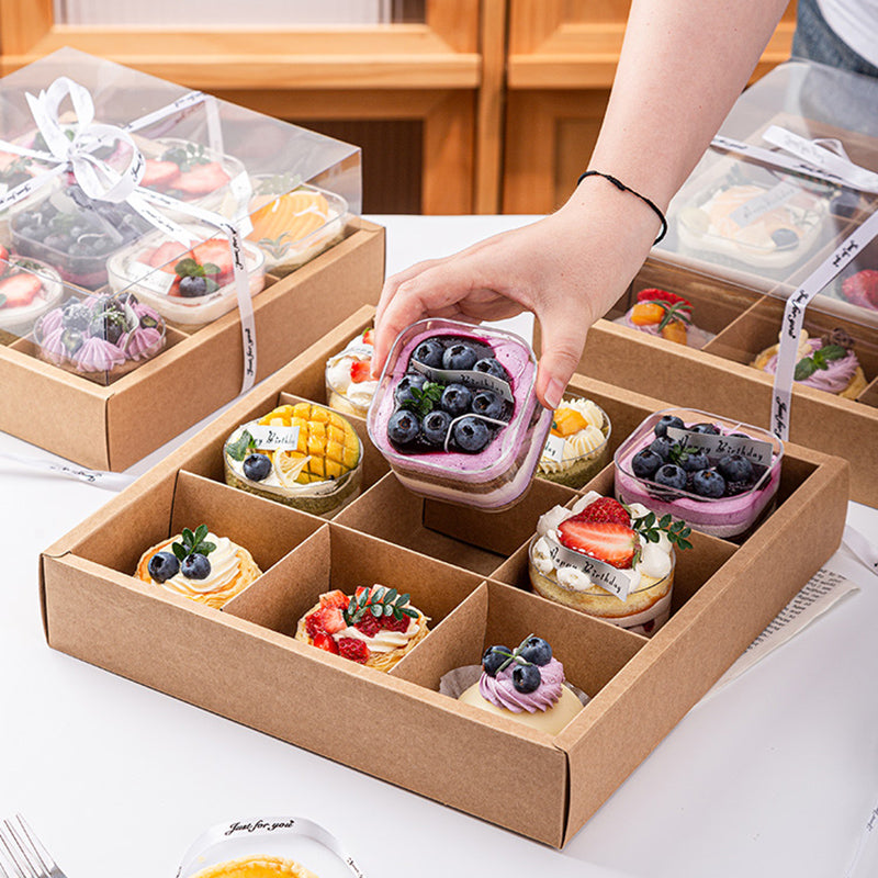 Transparent nine-grid dessert box, cupcake box, picnic packaging box