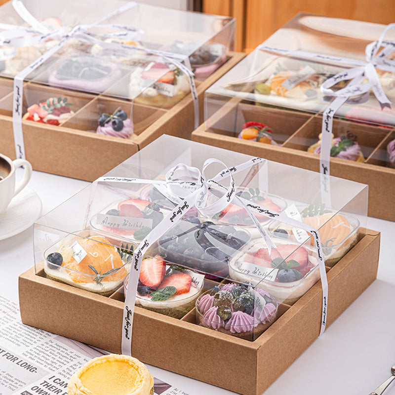 Transparent nine-grid dessert box, cupcake box, picnic packaging box