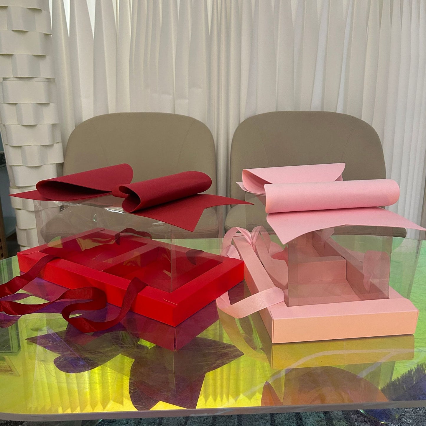 Transparent Handheld Bow Flower Cake Box