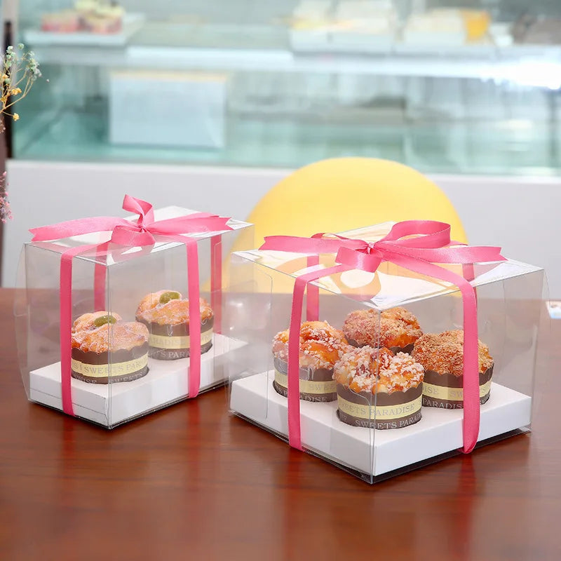 clear Plastic Mini Transparent 2 4 6 12 Holes Cupcake Boxes Wedding Cupcake Box Gift Packaging Box