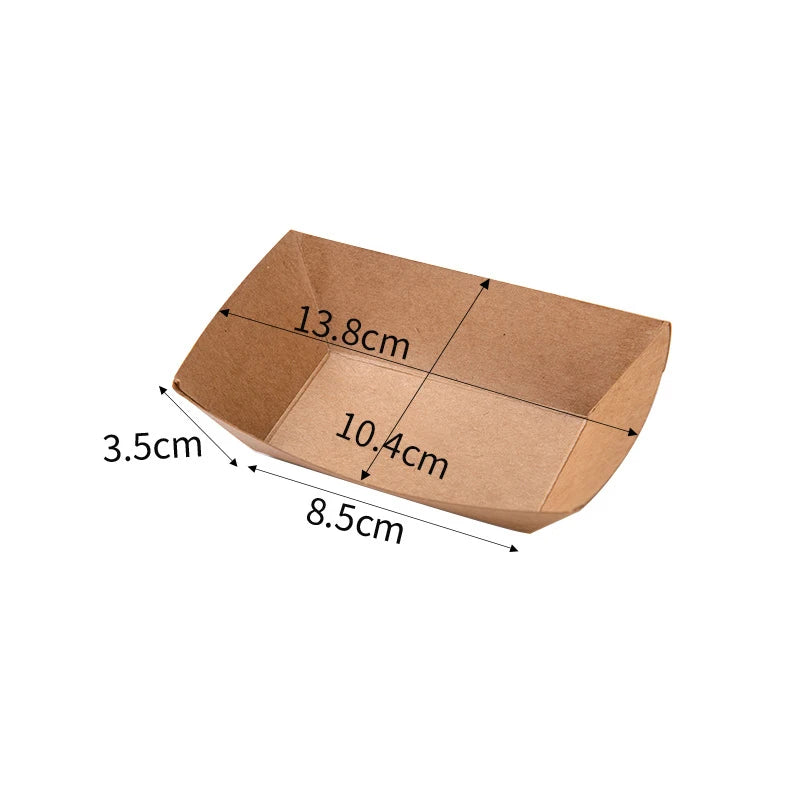 Disposable Food Trays Kraft Food Packaging Take Away Fried Chicken Chips Boat Tray Paper