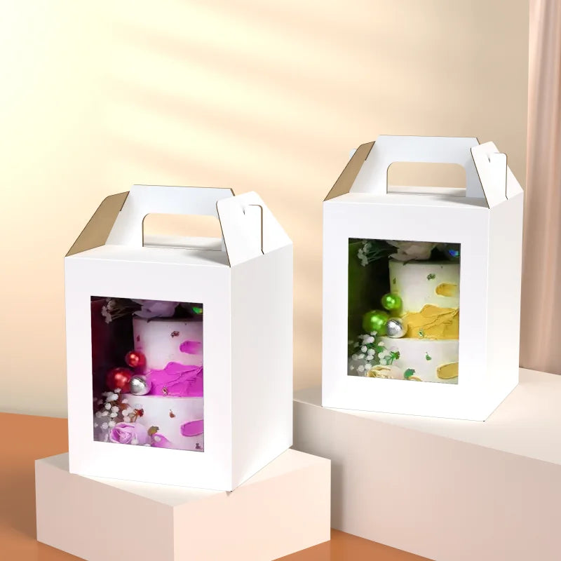 Portable Transparent square Window Panoramic Flower Gift Box White Box Rose Bouquet Arrangement Valentine's Day Flower Box