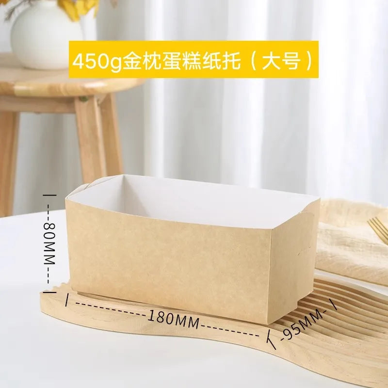 Golden Pillow Cake Paper Tray Packaging Box Disposable Toast Carton High Temperature Resistant Bread Oven Mold Baking Bag
