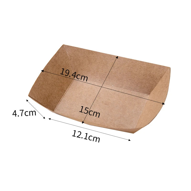Disposable Food Trays Kraft Food Packaging Take Away Fried Chicken Chips Boat Tray Paper