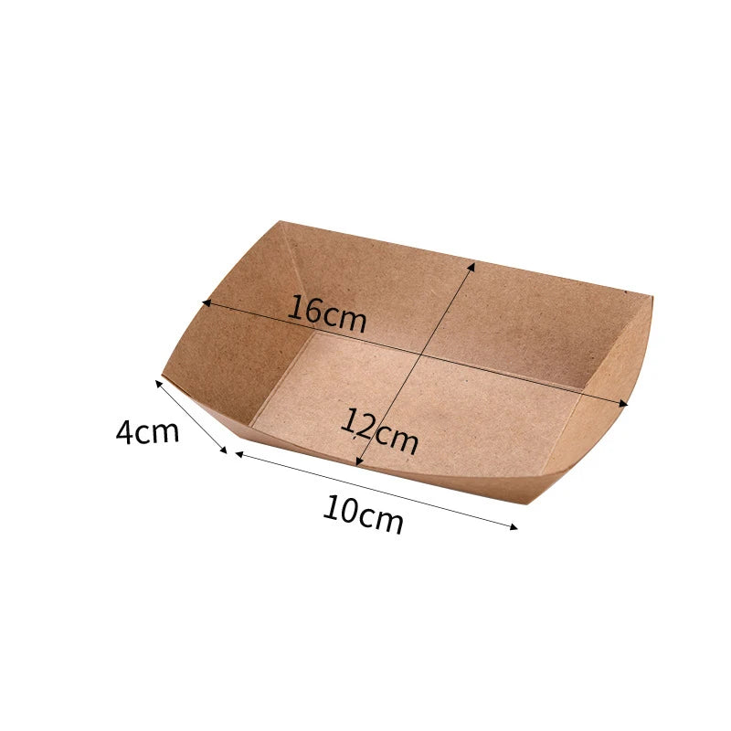 Disposable Food Trays Kraft Food Packaging Take Away Fried Chicken Chips Boat Tray Paper