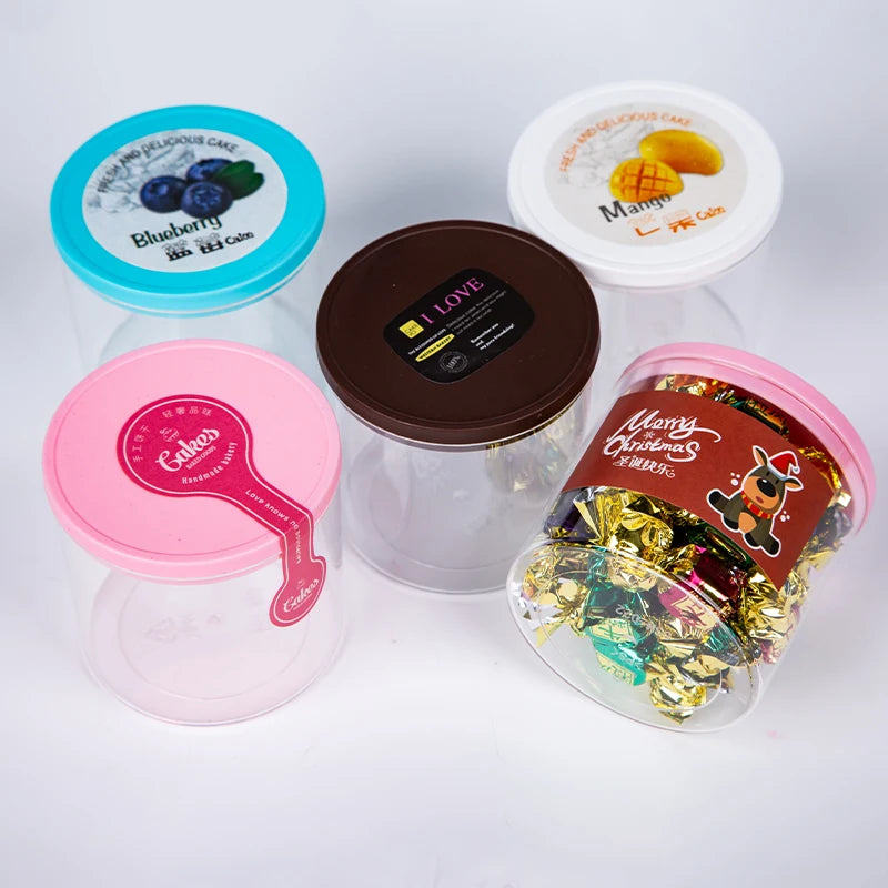 Disposable Transparent Snack sealed Chocolate and Candy Plastic Jars Food Jar with Lids Storage Box Kitchen Household Bottle