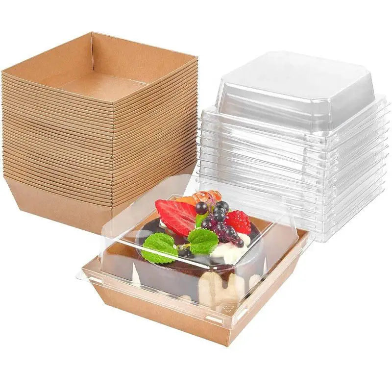 Square Transparent Safety Cover Cooked Sushi Box, Disposable Food Container, Pastry Baking Box
