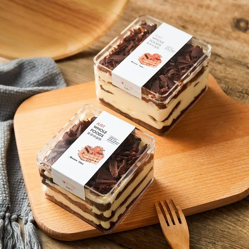 High Quality Durable Transparent Box Acrylic Rectangular Pastry Box Sweet Tiramisu Dessert Box Packaging Container