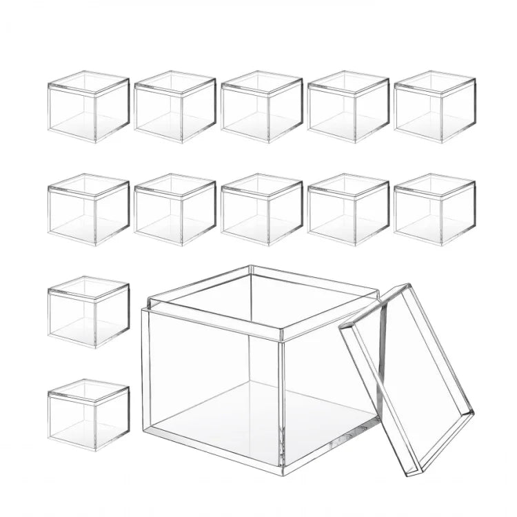Custom High Quality clear Acrylic Cube Box Reusable Acrylic Box Lid for Mini Storage of Candy Jewelry clear Plastic Box