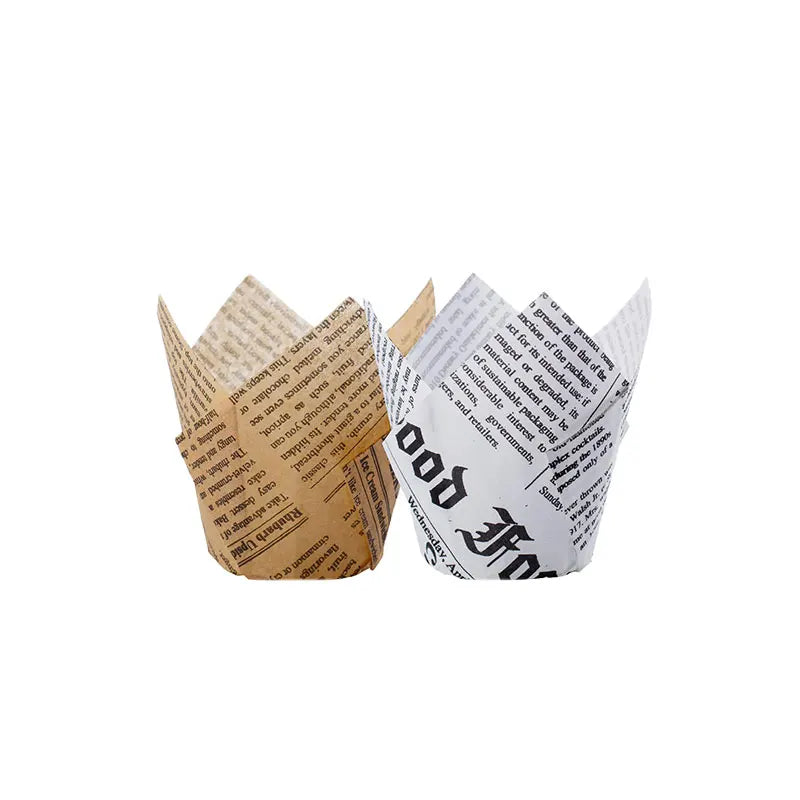 Tulip Muffin Cupcake Cup Top Hat Kraft Paper with Oil Proof Rimmed Baking High Temperature Resistant Paper Cups