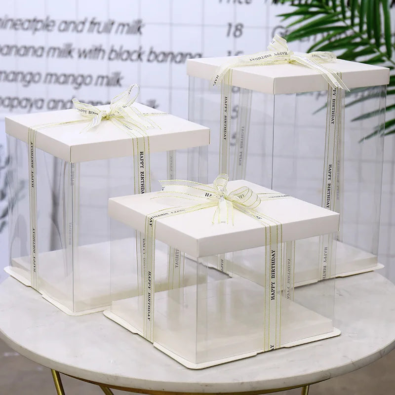 Plastic Cake Packaging Box Birthday Wedding Christmas Party Square Cake Box Transparent Food Tall Cake Box Container