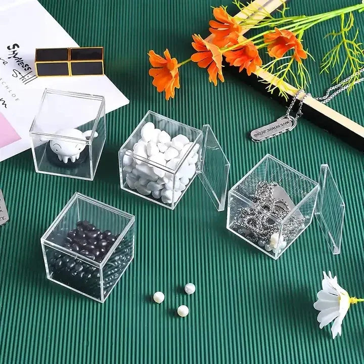 Custom High Quality clear Acrylic Cube Box Reusable Acrylic Box Lid for Mini Storage of Candy Jewelry clear Plastic Box
