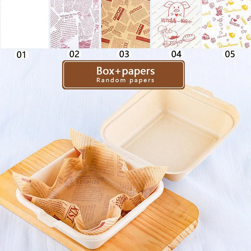Bakery Supplier Bagasse Burger Box Takeaway Bento Cake Box Packaging