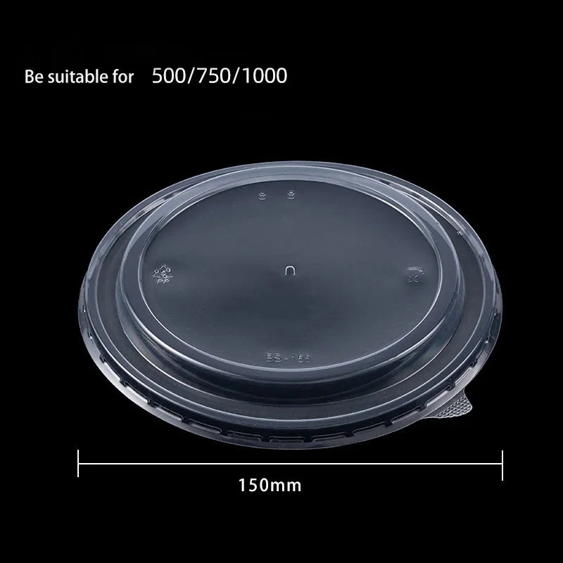 Disposable Kraft Paper Salad Bowl Can Be Added Lid Packaging Food Round Kraft Paper Lunch Box