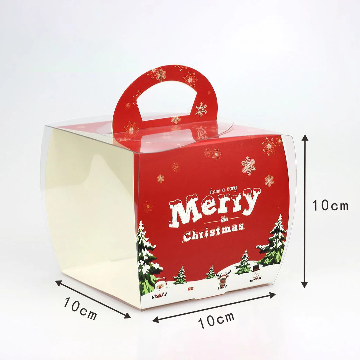 Christmas Internet Celebrity Hand Box 4 Inch Mousse Cake Packaging Box Transparent Round Peace Fruit Mousse Ball Gift