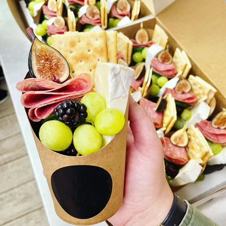 Disposable Fry Fries Party Baking Supplies Bevel Yogurt Ice Cream Dessert Cups Paper Cups Can Be Custom logo