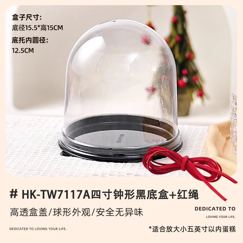 Christmas Decoration 4-inch Christmas Tree Transparent Half Circle Cake Box, Raised Gift, Dessert, Mousse Packaging Box