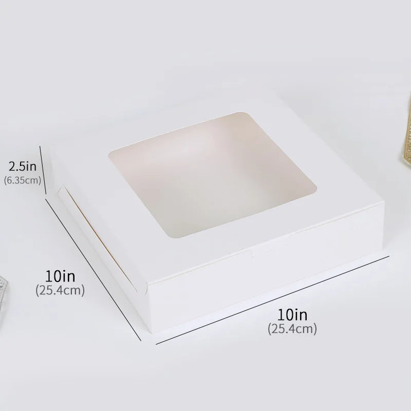 Customized Wholesale Disposable Foldable square Transparent Window Packaging Box White High-quality Baked Cake Box