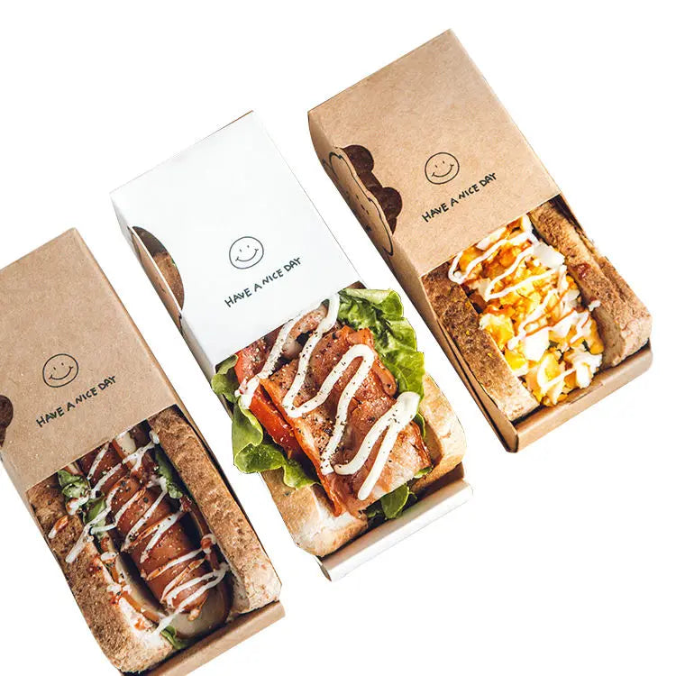 Eco-friendly Foldable Drawer Shape Food Grade Baking Box Takeout Food Sandwich Box Sandwich Packing Box