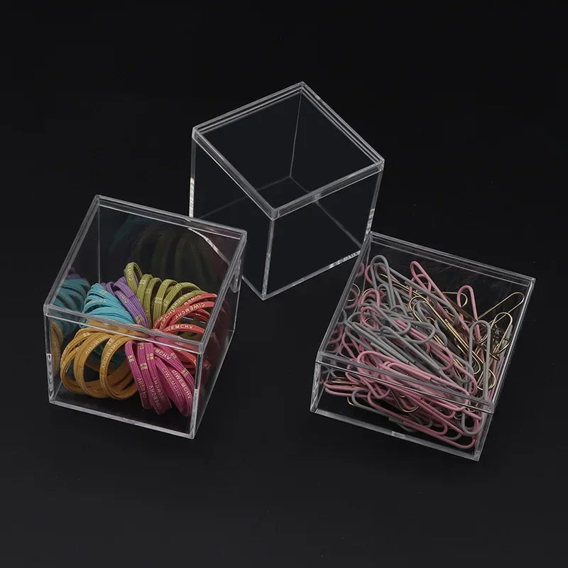 Custom High Quality clear Acrylic Cube Box Reusable Acrylic Box Lid for Mini Storage of Candy Jewelry clear Plastic Box