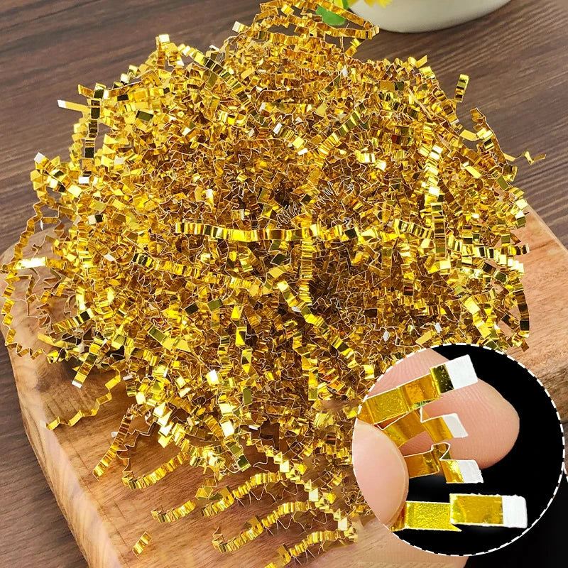 Double-sided Color White Gold Multi-color Shredded Paper Filaments Filled Gift Wrap Crepe Paper Filaments Raffia Grass