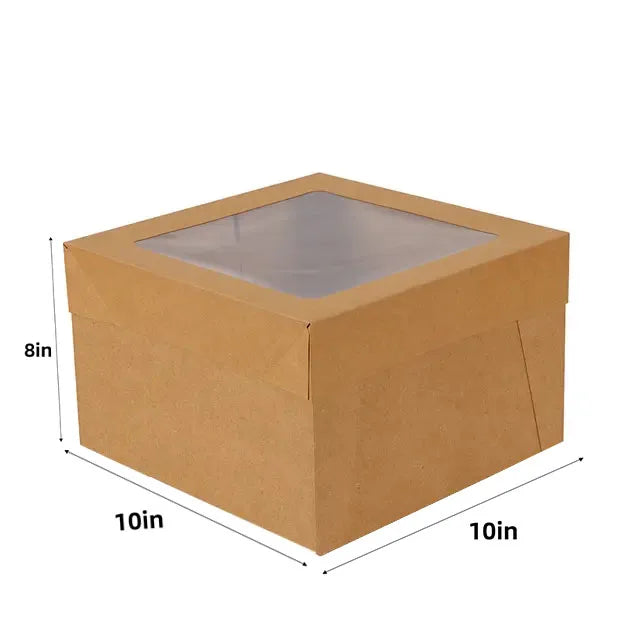 No Paper Cup Pastry Box Open Window Cover White Card Kraft Paper Gift for Pizza Tart Baking Packaging