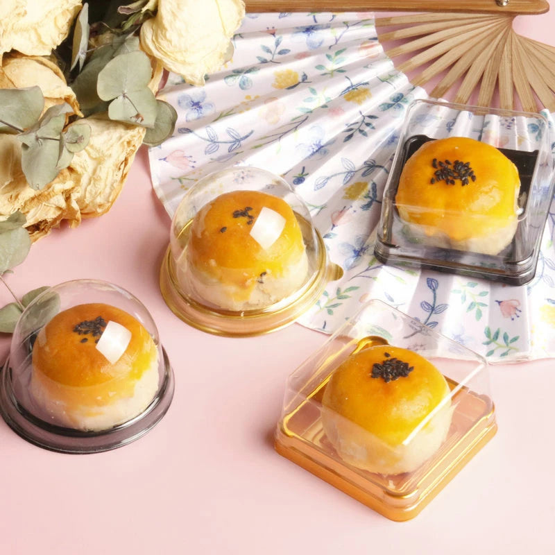 Egg Yolk Crisp Packaging Box Gift Box Single Pack Single Sesame Mung Bean Cake Round Baking Blister Transparent Box