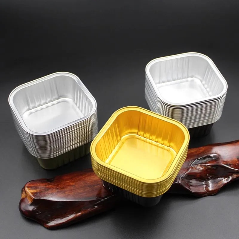 Disposable Baking Mold Red Iceberg Lava Chocolate Mousse Cake Box Tiramis Mousse Cake square Round Aluminum Foil Box
