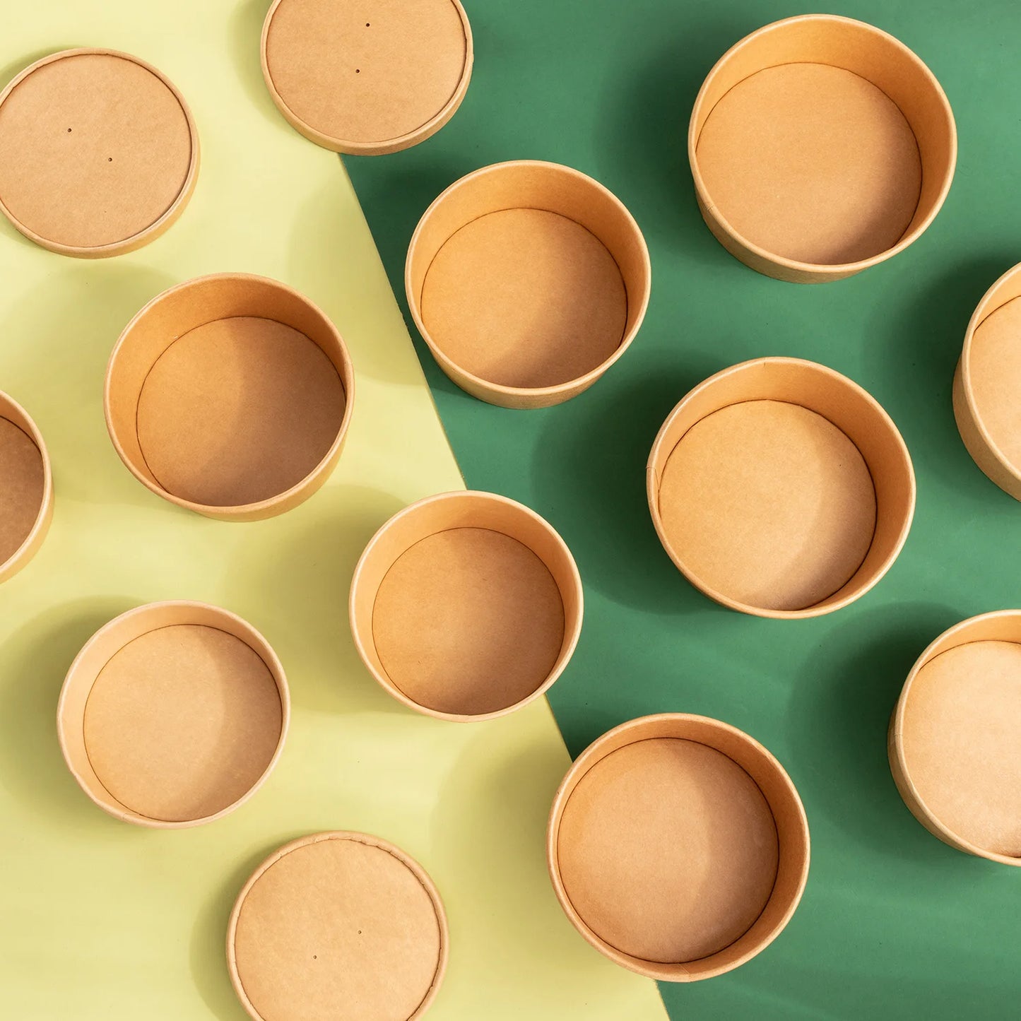 Disposable Kraft Paper Salad Bowl Can Be Added Lid Packaging Food Round Kraft Paper Lunch Box