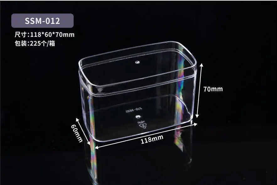 Customized High-quality Food Grade Plastic Transparent Biscuit Box, Pastry and Dessert Tiramisu Small square Transparent Box