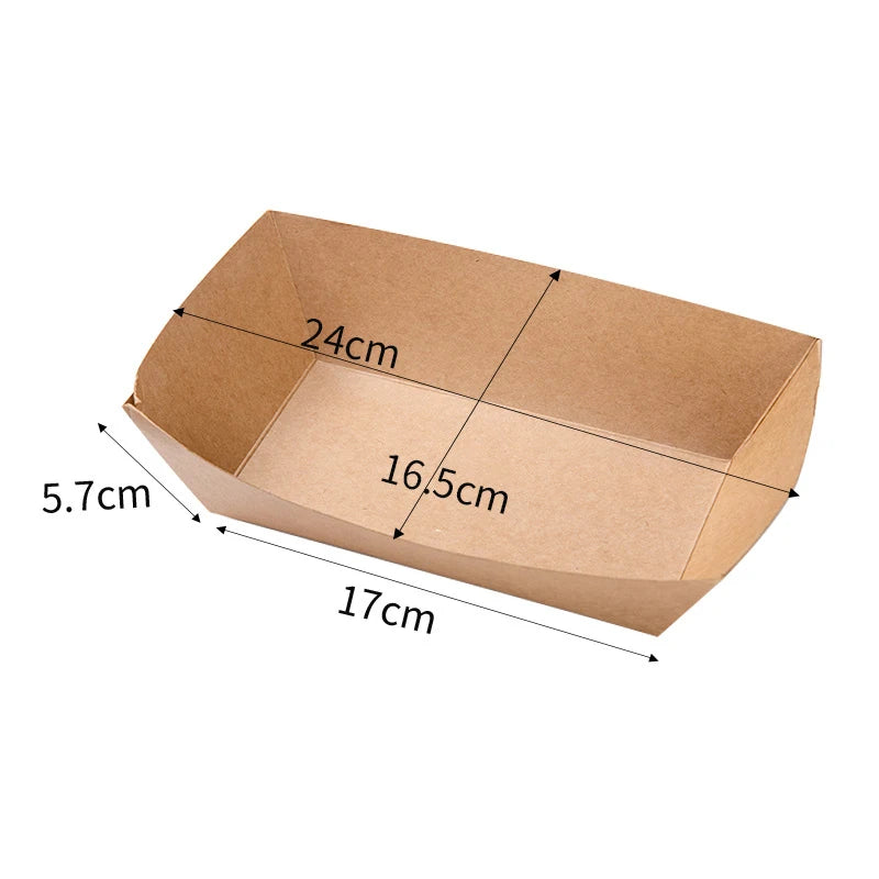 Disposable Food Trays Kraft Food Packaging Take Away Fried Chicken Chips Boat Tray Paper