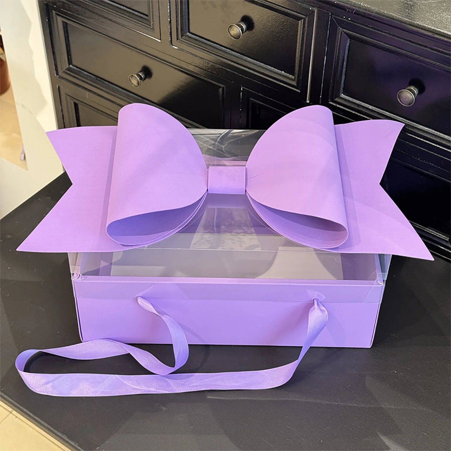 Valentine's Day Flowers Cake Box with Red Bow Transparent PVC Fruit Wrap Embossed Stamped Paper Gift Wrap for Cakes and Gifts