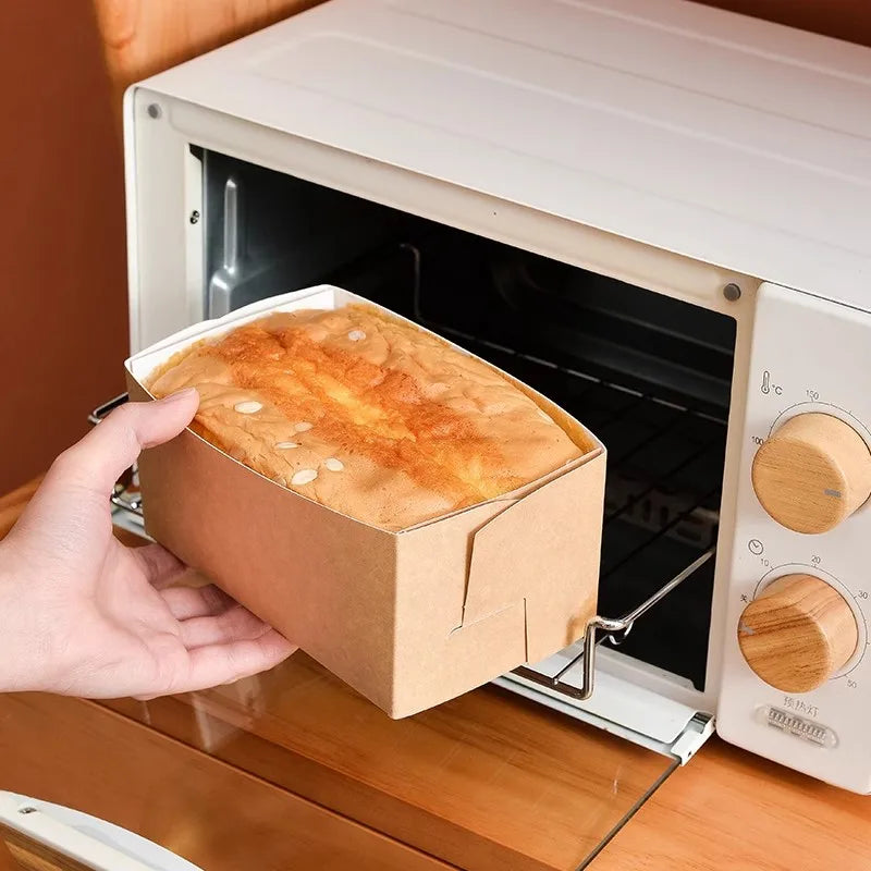 Golden Pillow Cake Paper Tray Packaging Box Disposable Toast Carton High Temperature Resistant Bread Oven Mold Baking Bag