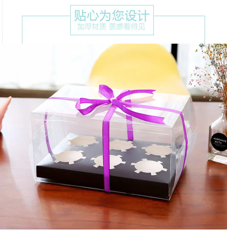 clear Plastic Mini Transparent 2 4 6 12 Holes Cupcake Boxes Wedding Cupcake Box Gift Packaging Box