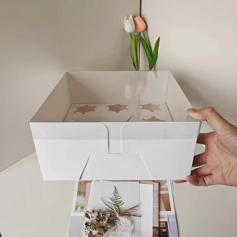 New Style Cupcake Box Baking Packaging Egg Tart Muffin Box Cupcake Container Box With Transparent PVC Lid