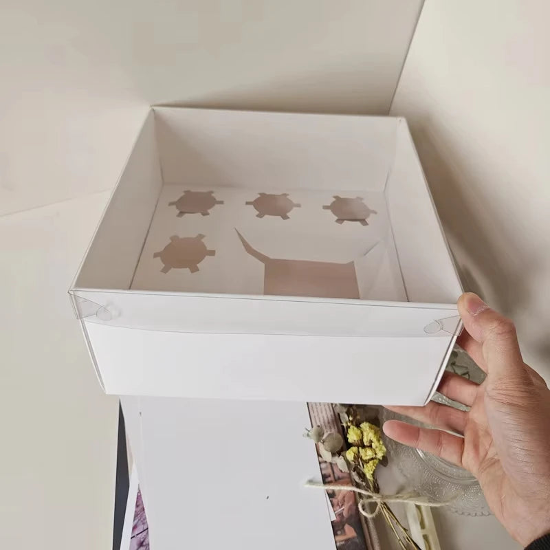 New Style Cupcake Box Baking Packaging Egg Tart Muffin Box Cupcake Container Box With Transparent PVC Lid
