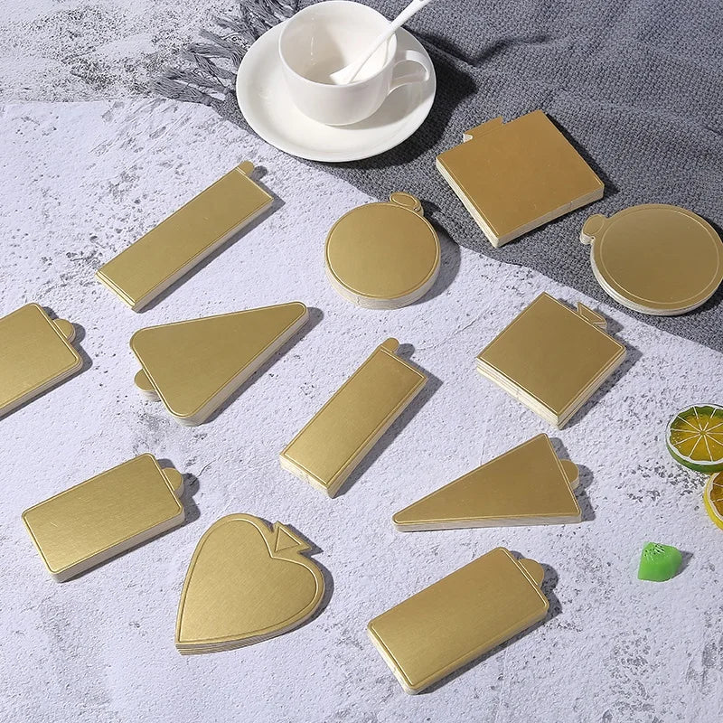 Food Tray Mini Cardboard Cake Tray Paper Mini Cake Boards Golden Food Dessert Packaging Food & Beverage Packaging Craft Paper