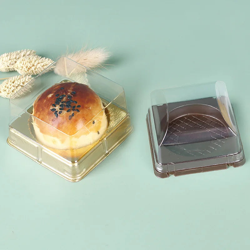 Mini Paper Cup Egg Yolk Pastry Packaging Box, Round Top Single Pack, Universal Transparent Dessert Cake Bubble Cover Box