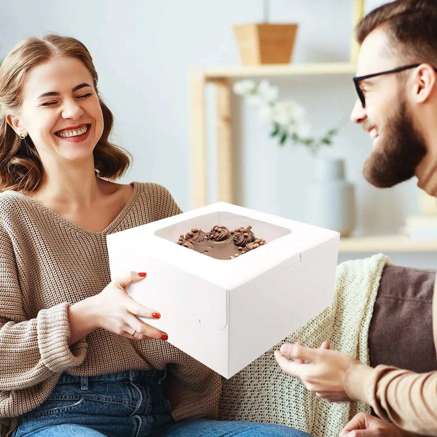 Customized Food Grade White Card Bakery Packaging, White Window Cake Baking Box, Pastry Box, Baking Packaging Box