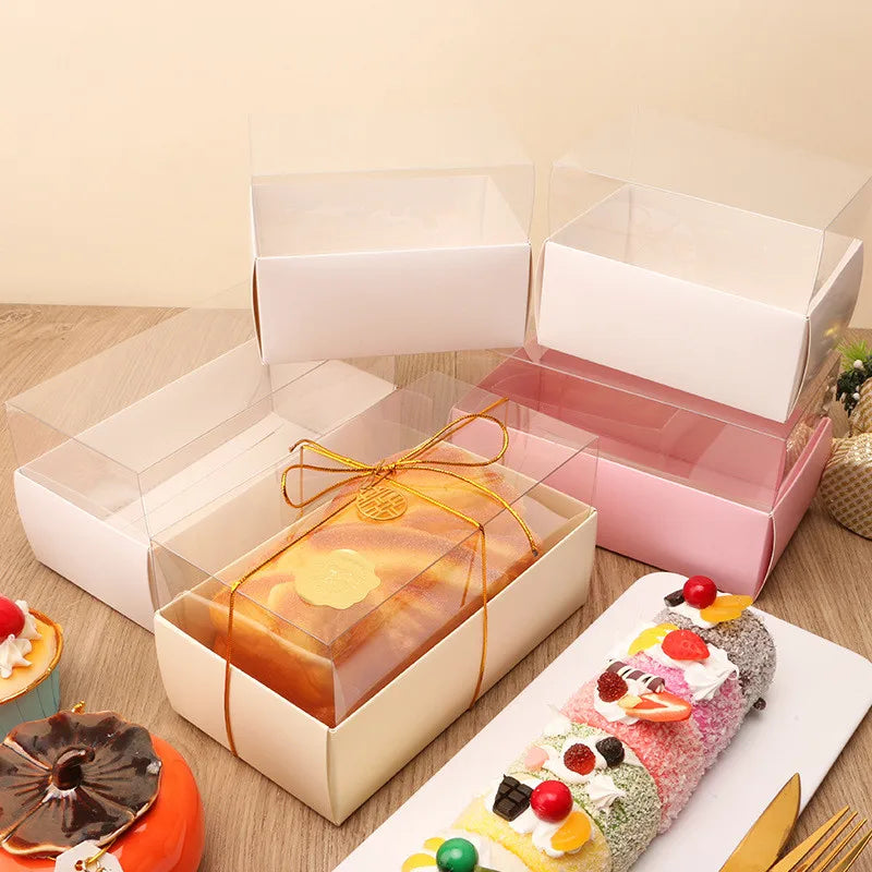 Manufacturers Direct Customized Disposable Transparent Cupcake Box Foldable Dessert Swiss Roll Cake Packaging Box