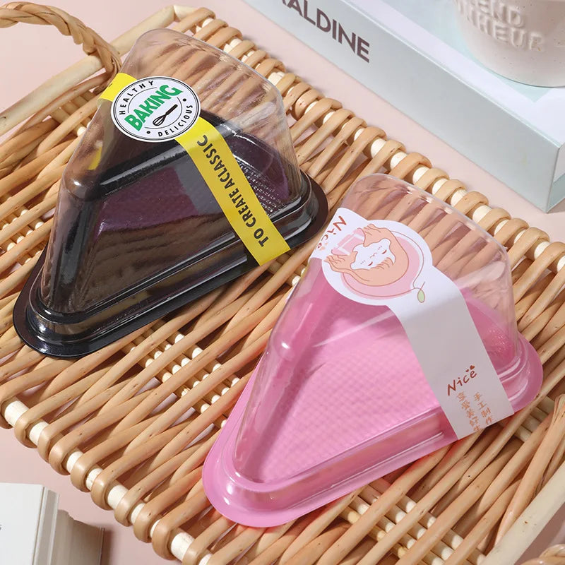 Food Packaging Mni Bakery Cake Slice Box Clear Plastic Triangle Cake Box