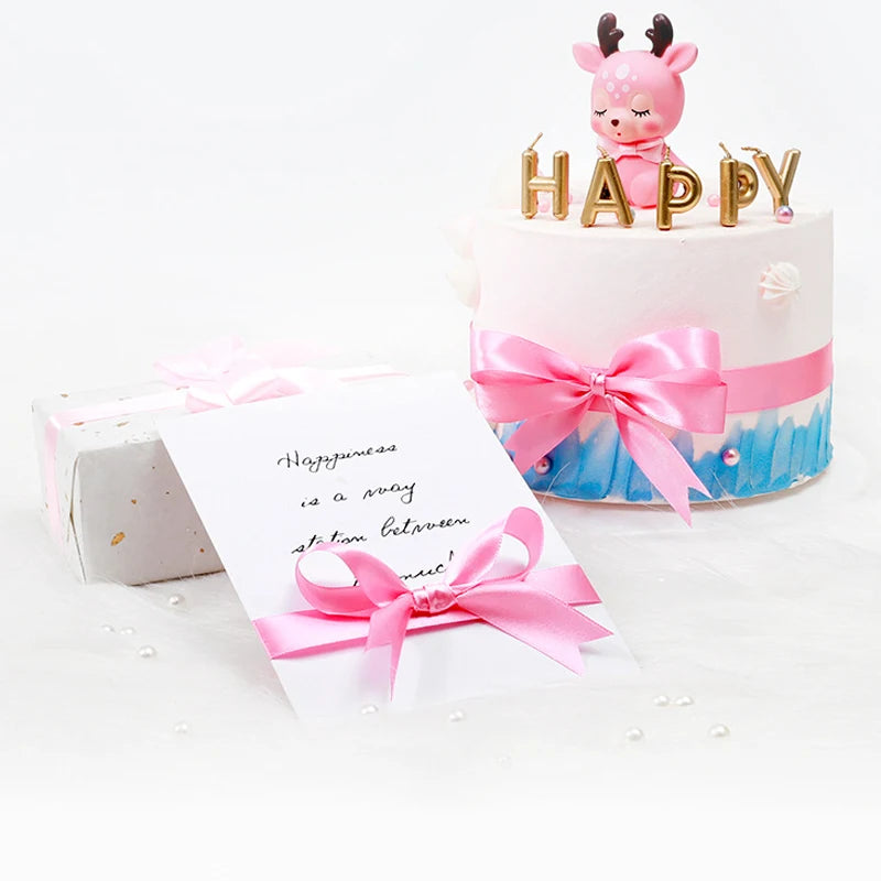 High Quality Cake Box Packaging Ribbon Fresh Flower Bouquet Decorative Ribbon Bow Solid Color Cloth Baking Ribbon
